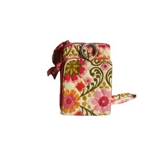 New Vera Bradley Travel Wallet Folkloric Clutch Organizer Pink Orange
